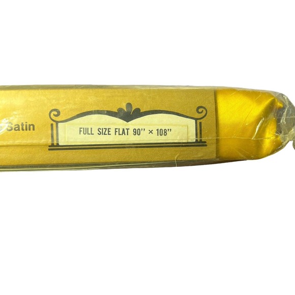 Vintage Chatelaine Satin Full Sized Flat Bed Sheet Golden Sun Gold New old Stock - Picture 4 of 6